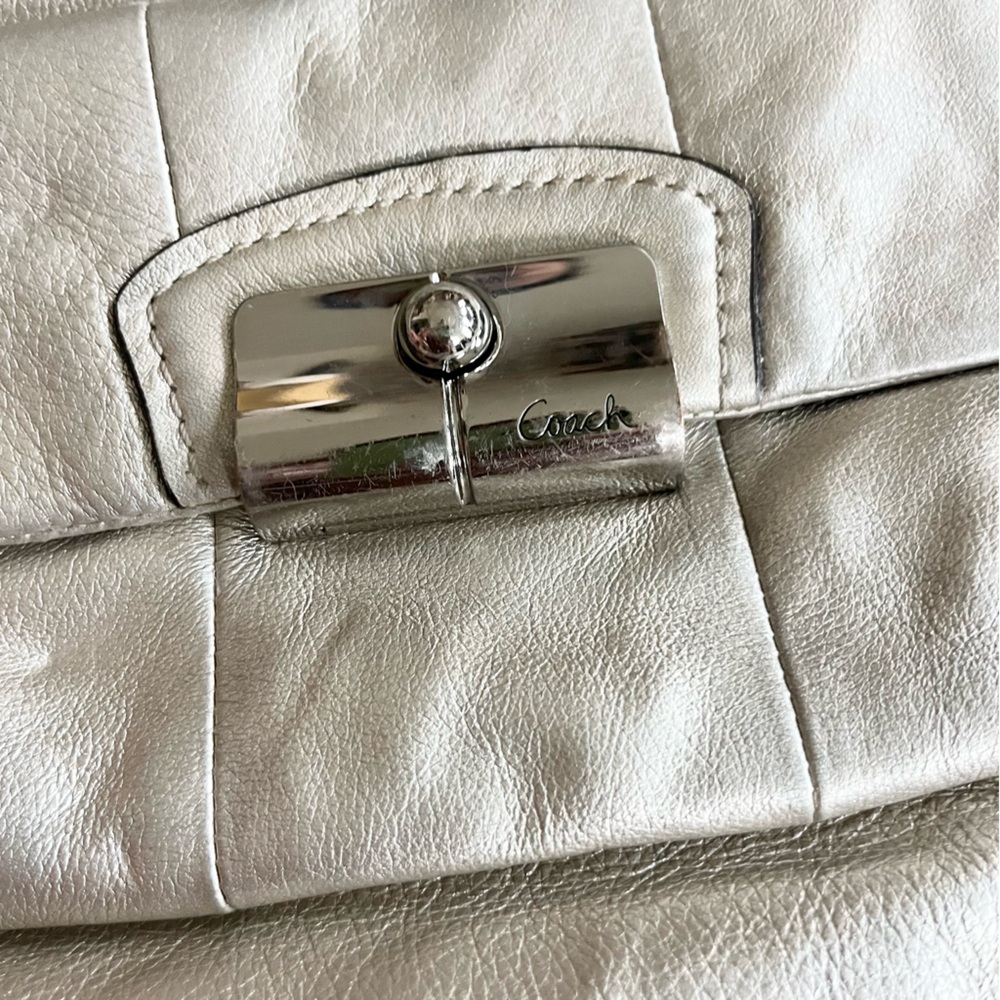 Coach Kristin Metallic Leather Hobo Shoulder Bag Silver Purse Classic READ NOTES - Picture 10 of 10